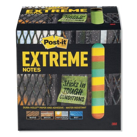 Post-It Water-Resistant Self-Stick Notes, Multi-Colored, 3"x3", 45 Shts, PK12 XTRM3312TRYX